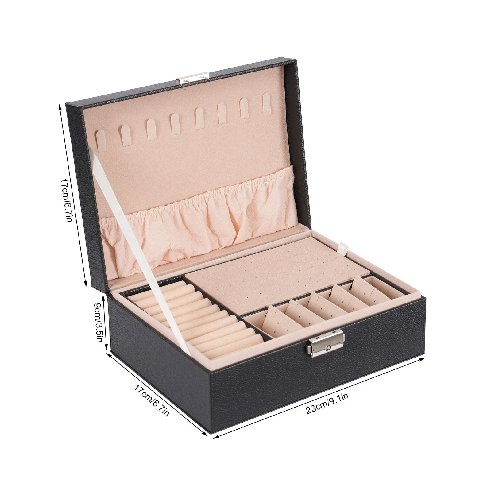 Small Jewelry Box Necklace Ring Storage Organizer Case Double Layer Travel Box | eBay