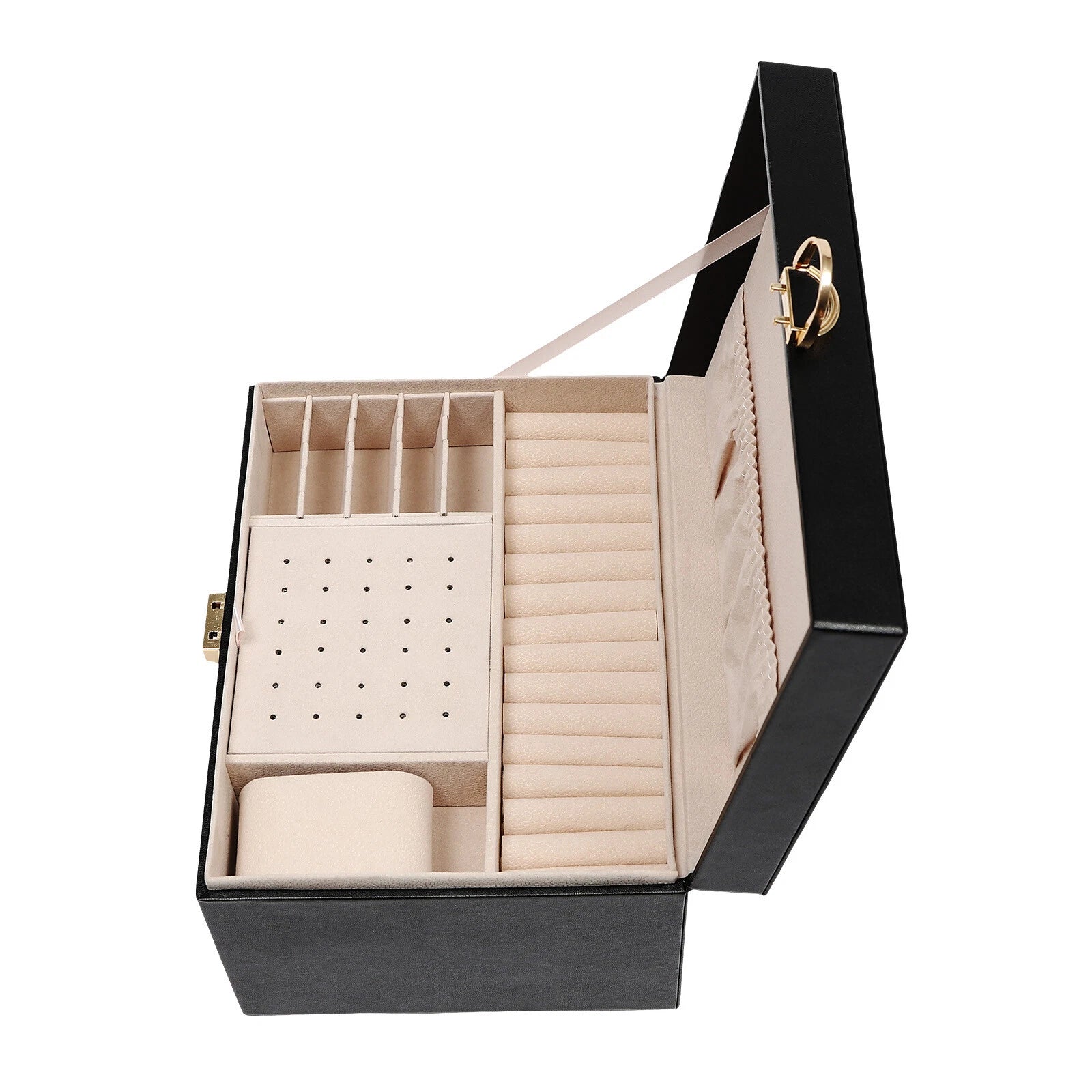 3-Layer Lockable Jewelry Box Organizer with Velveteen Lining | eBay