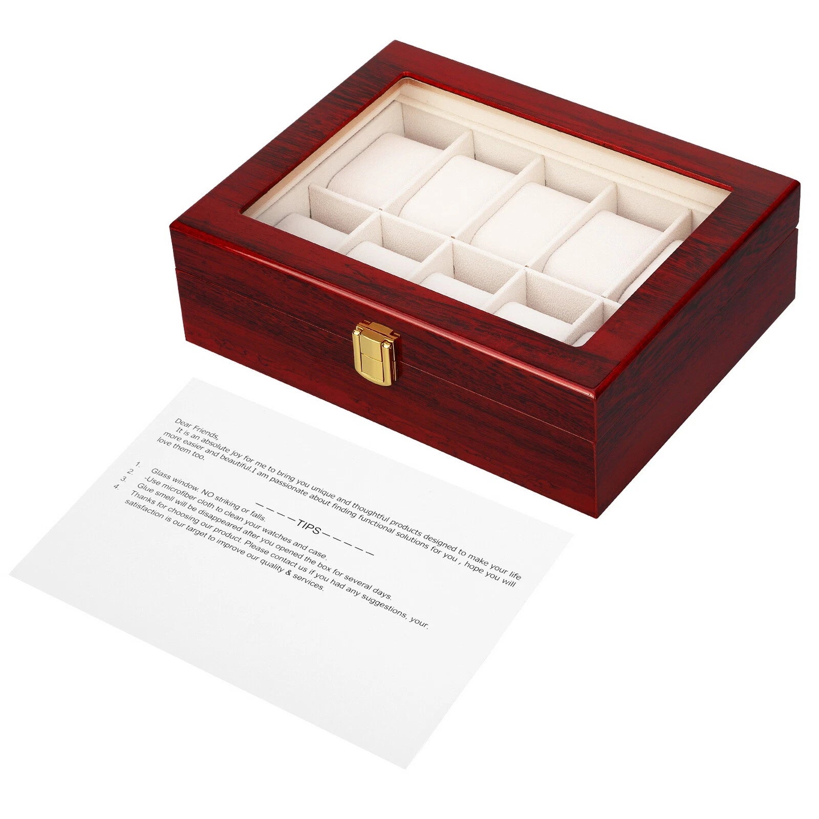 Watch Box Case Organizer Watches Holder Jewelry Storage Top Glass Display Gift | eBay