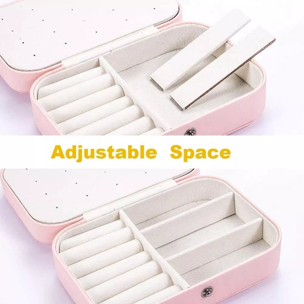 Double Layer Jewelry Box Organizer Case Rings Earrings Necklace Storage Portable | eBay
