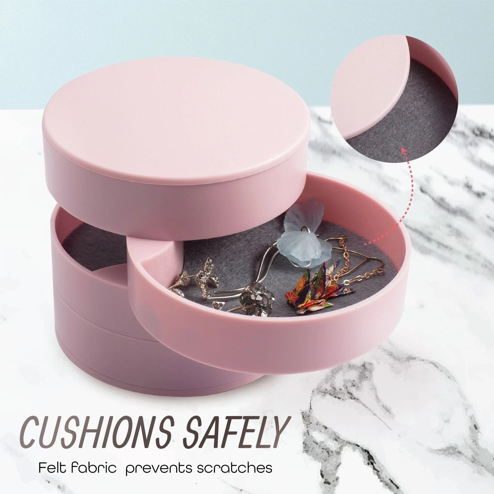 Jewelry Organizer 4 Layer Rotatable Small Storage Box Earring Holder Tray, Pink | eBay