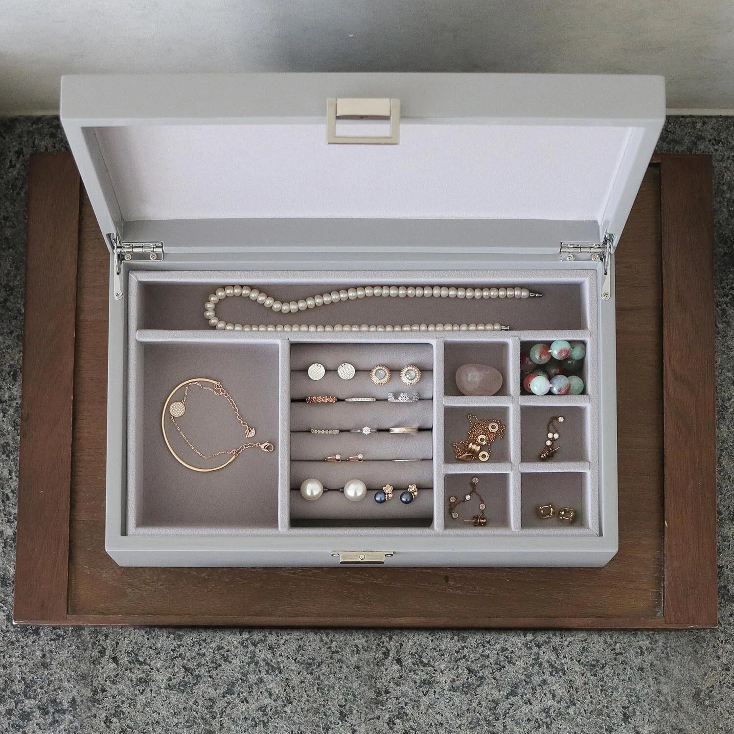 MADDesign Mother of Pearl Jewelry Organizer Box Handmade Lacquered Flower Petal | eBay