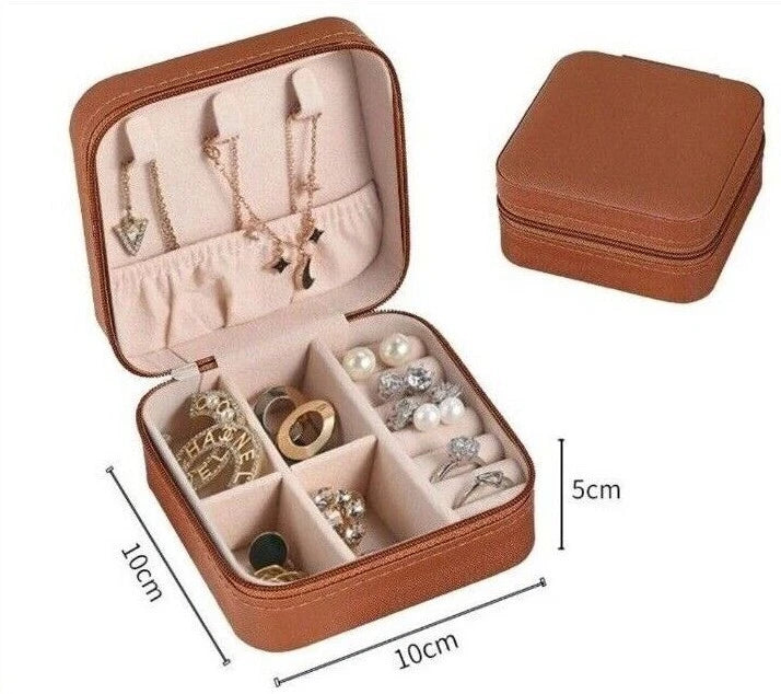 Portable Jewelry Box Organizer PU Leather Jewelry Ornaments Case Travel Storage | eBay