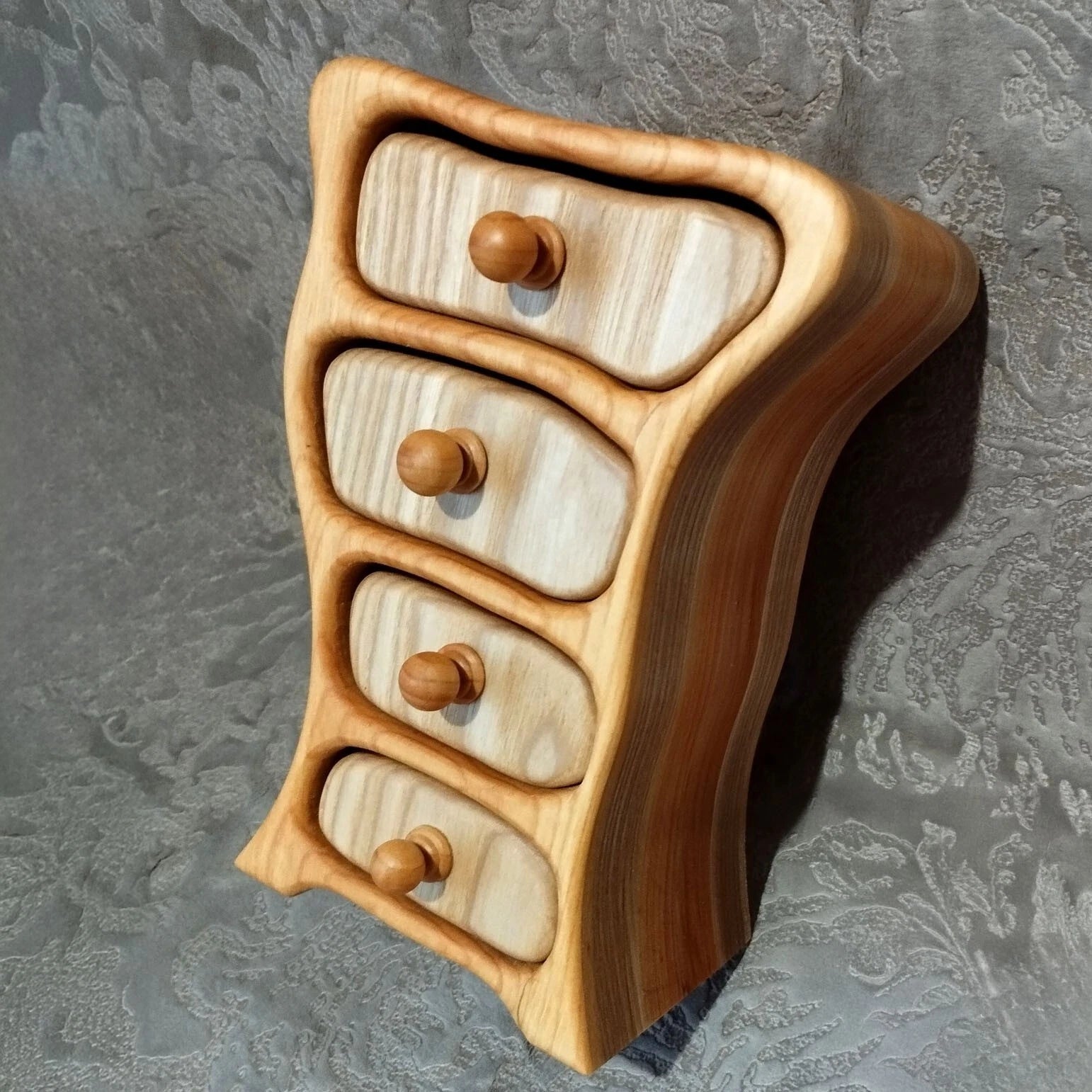 Handcrafted Wooden Jewelry Box – Mini Storage Organizer with 4 Drawers Chest | eBay