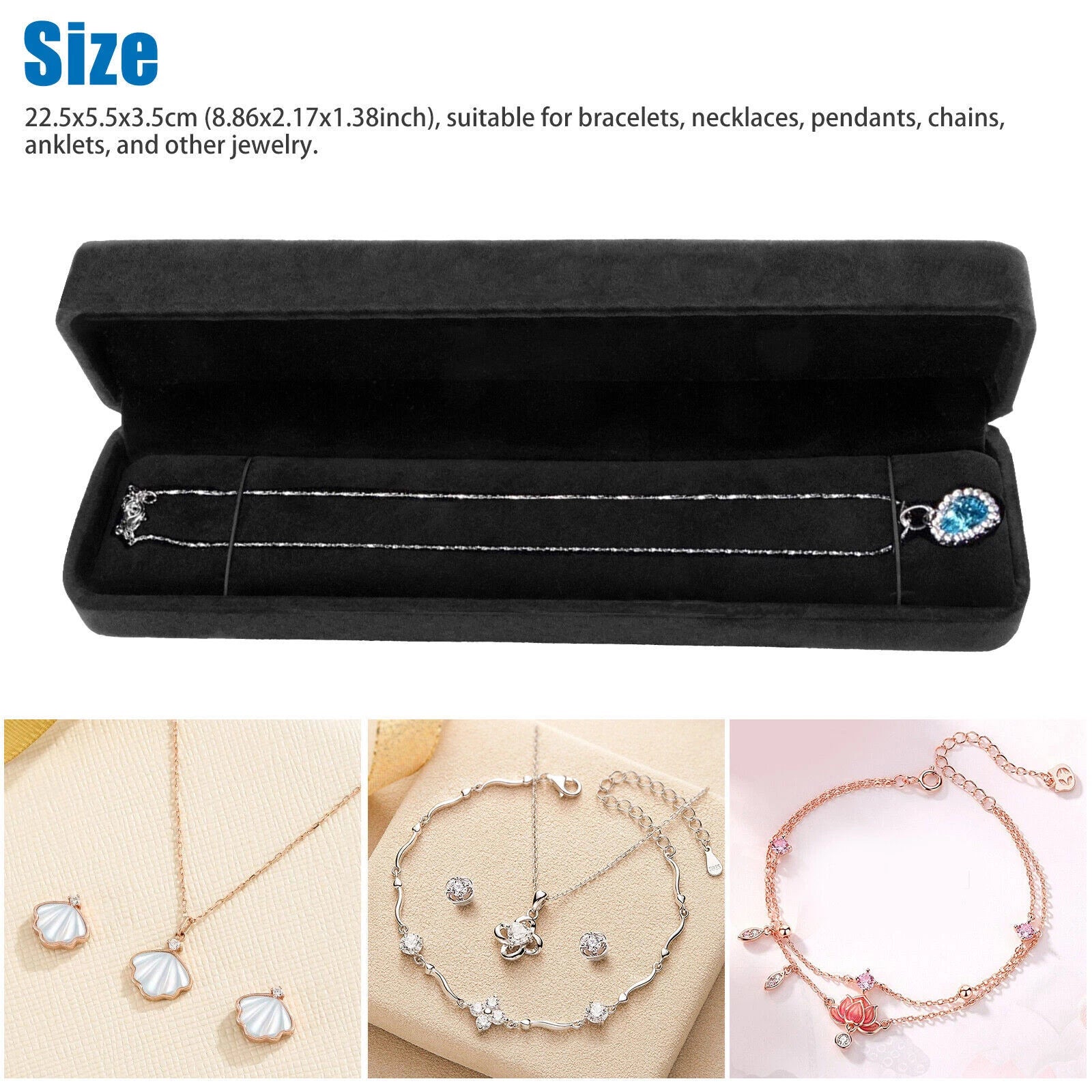 Black Velvet Bracelet Chain Necklace Gift Box Case Jewelry Display for Weddings | eBay