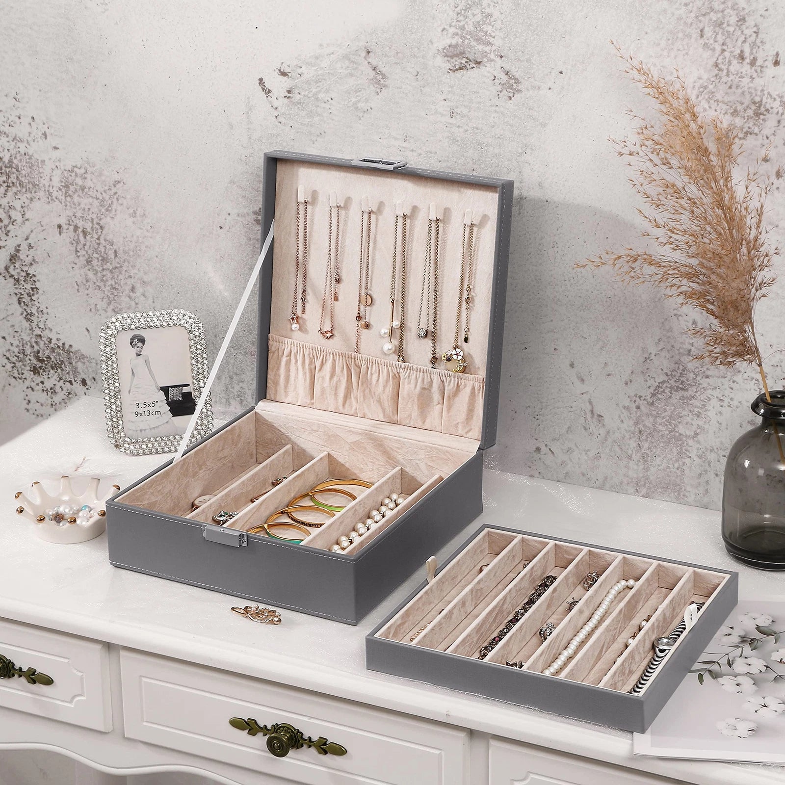 Necklace Organizer Box | 12 Compartments, 6 Hooks, 2 Layers | Jewelry Storage | eBay