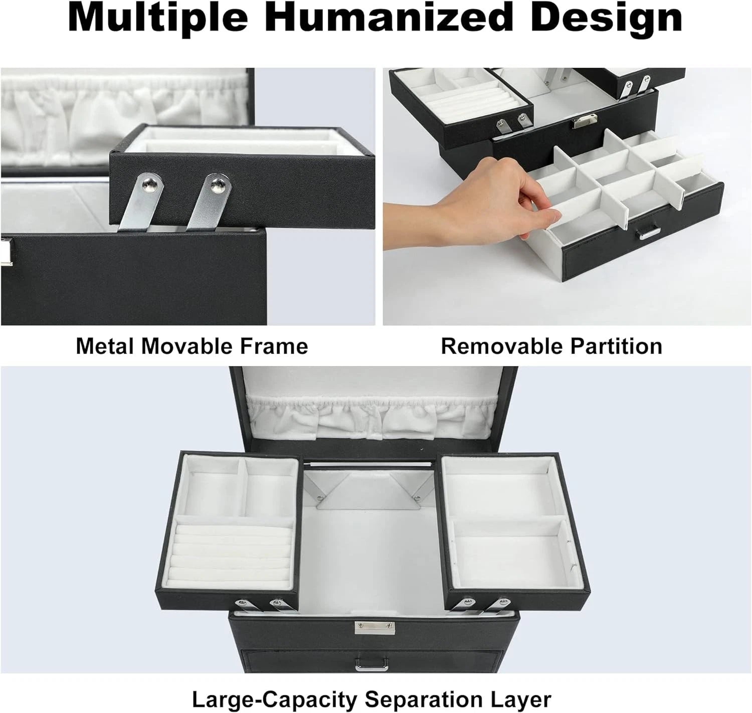 Jewelry Boxes for Women Girls, Jewelry Organizer Box, 3 Layers Jewelry Storage | eBay