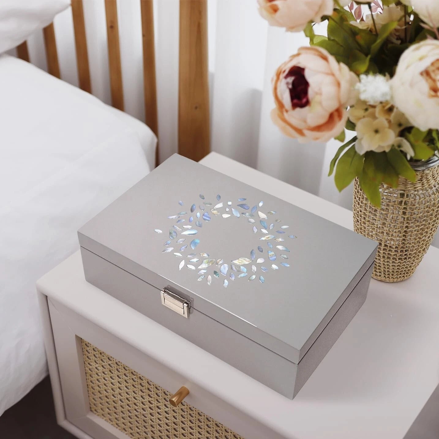 MADDesign Mother of Pearl Jewelry Organizer Box Handmade Lacquered Flower Petal | eBay