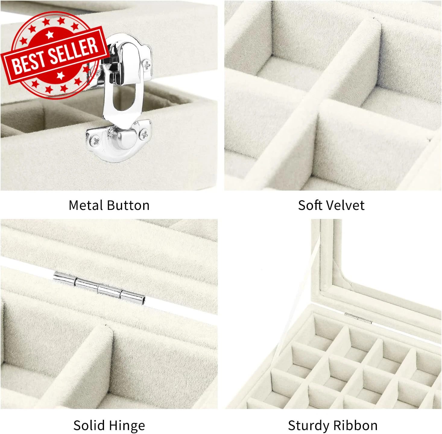 Jewelry Box 24 Grid Velvet Earring Tray with Clear Lid Ring Display Storage Orga | eBay