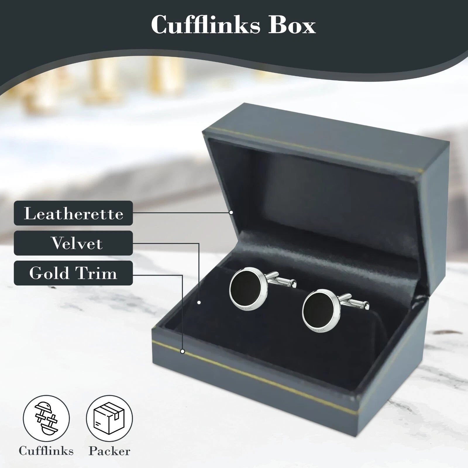 Novel Box Cufflinks Jewelry Box with Gold Trim, Jewelry Gift Box, Storage Box | eBay