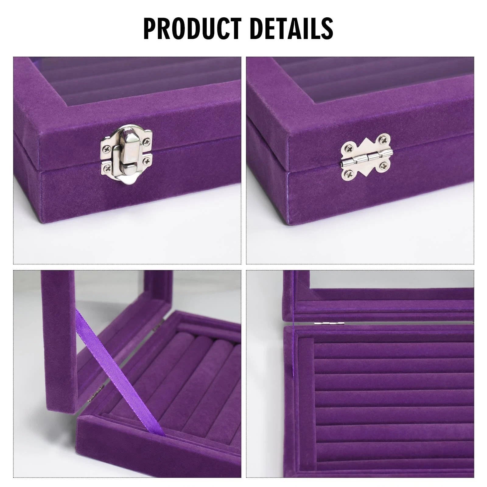 Rings Organizer Tray 7 Slots Velvet Jewelry Earring Storage Box with Transpar... | eBay