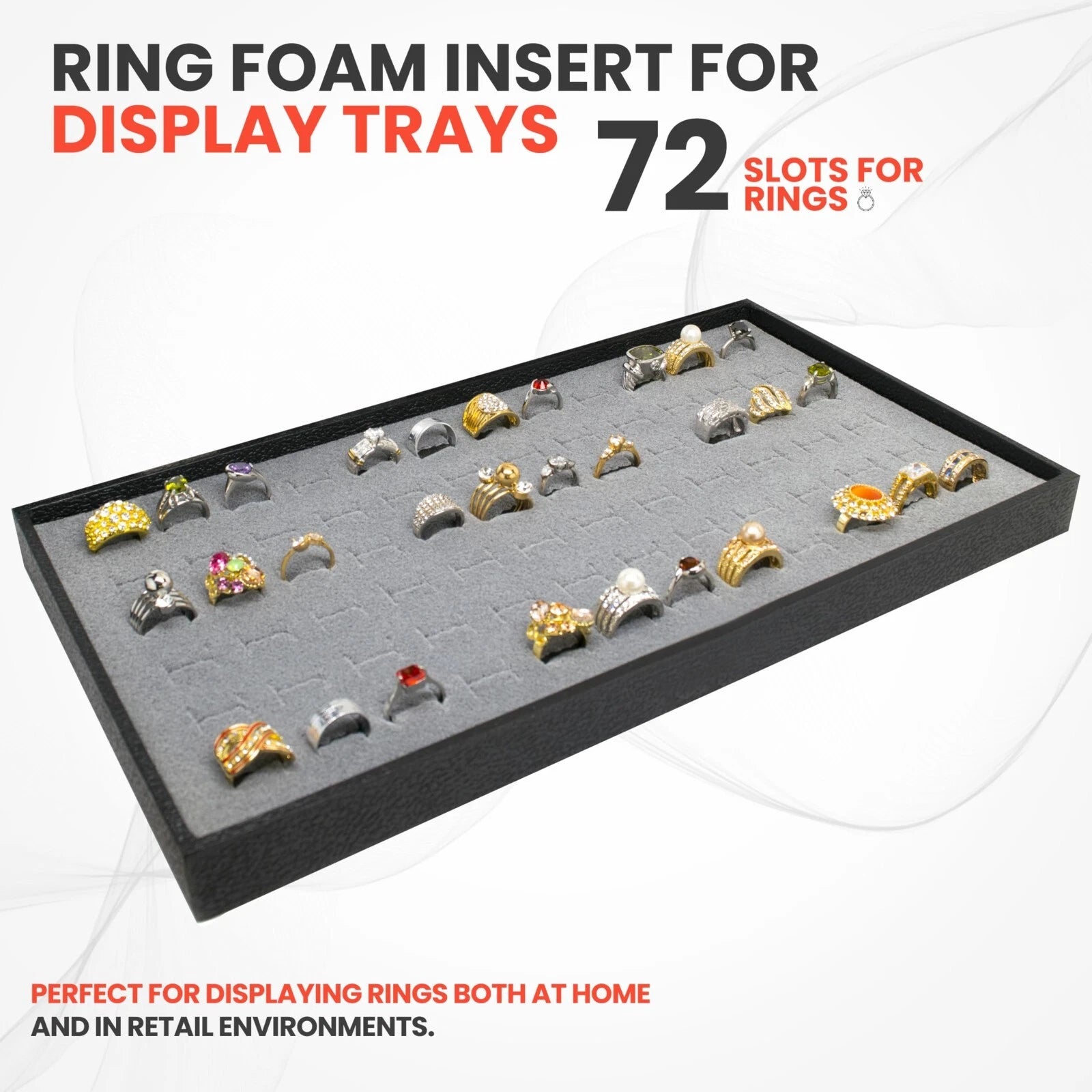 Novel Box 72 Slot Ring Earring Jewelry Tray Foam Velvet Liner in Various Colors | eBay