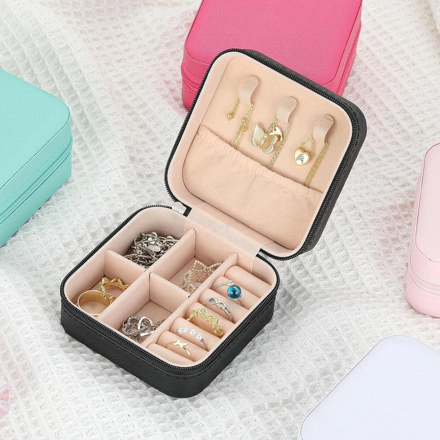 Portable Jewelry Box Travel Organizer Case Ring Earring Necklace Storage Case | eBay