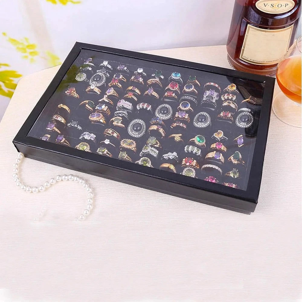 🔥 100 Slots Jewelry Ring Display Organizer Tray Holder Earrings Storage Boxes | eBay