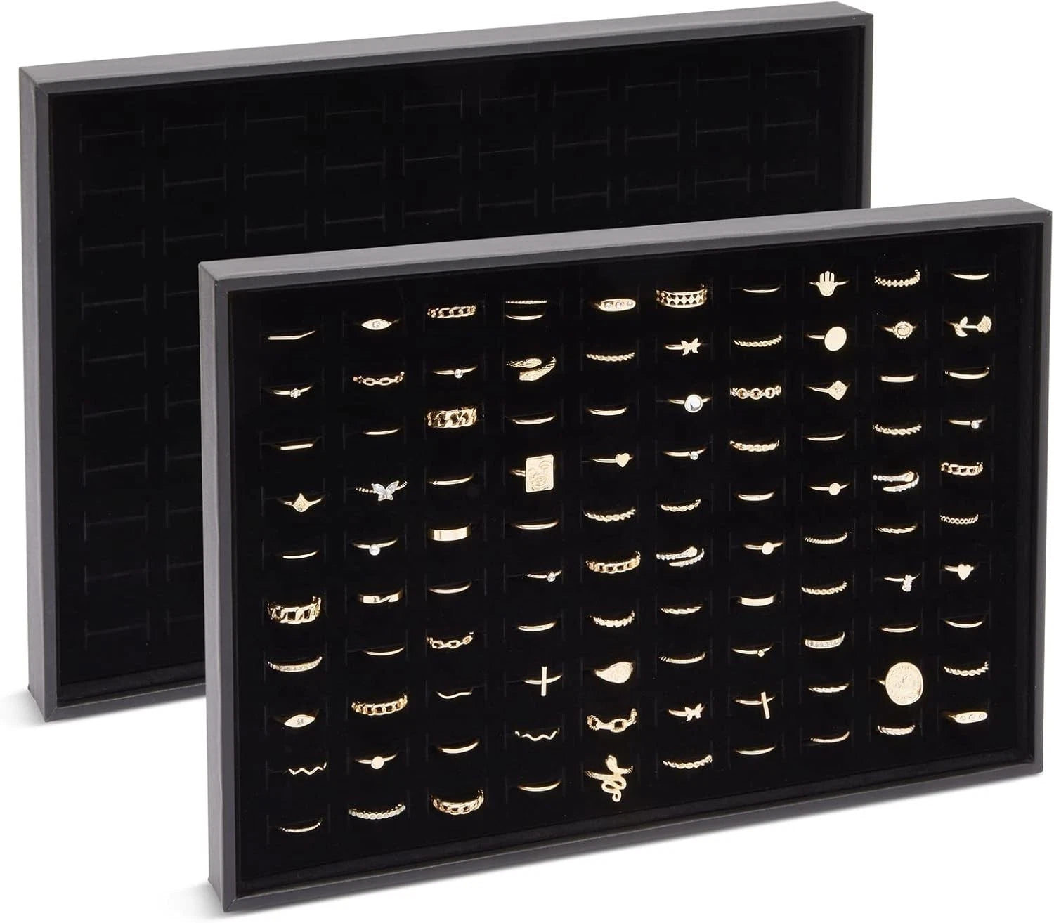 100 Slots Jewelry Ring Display Organizer Case Tray Holder Earrings Storage Box | eBay