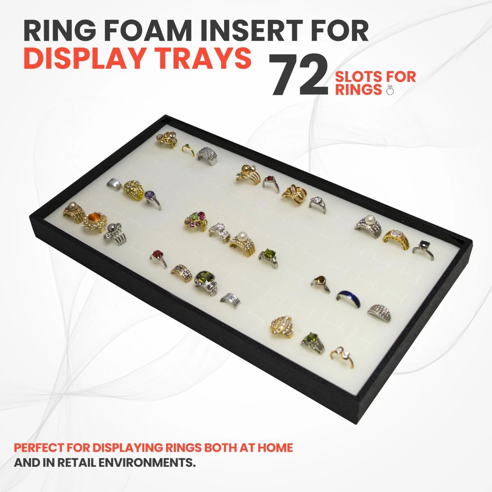 Novel Box 72 Slot Ring Earring Jewelry Tray Foam Velvet Liner in Various Colors | eBay