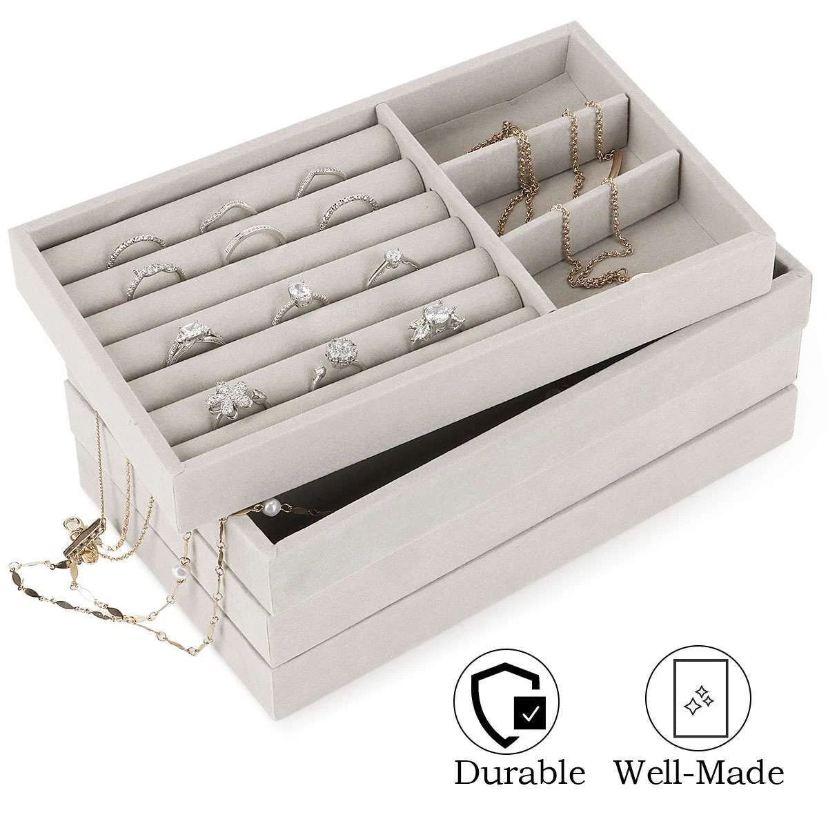 Jewellery Display Box Earring Ring Tray Storage Case Organizer Velvet Holder US | eBay