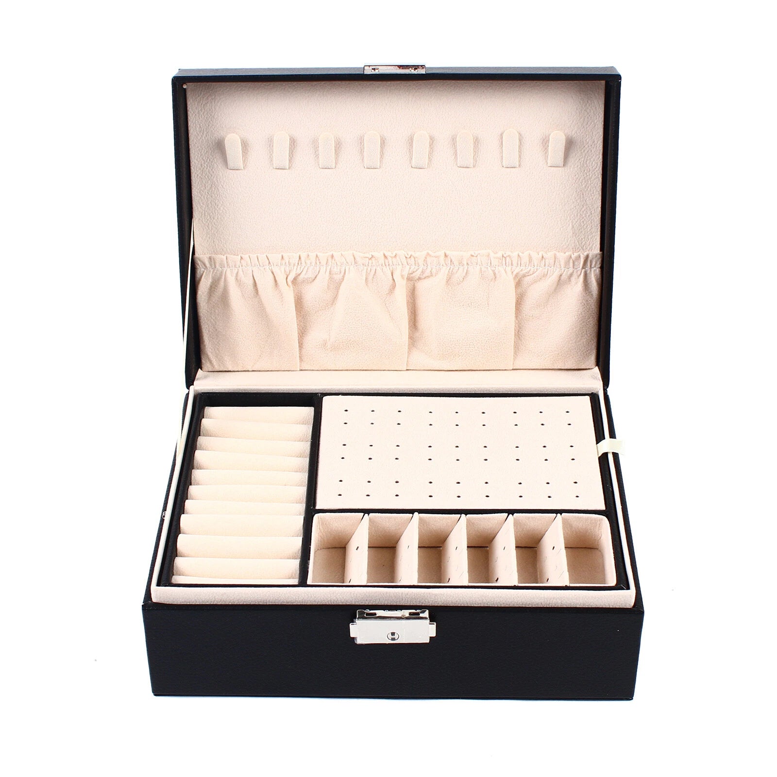 Double Layer Jewelry Box PU Leather Storage Large Space Holder Organizer Gift | eBay