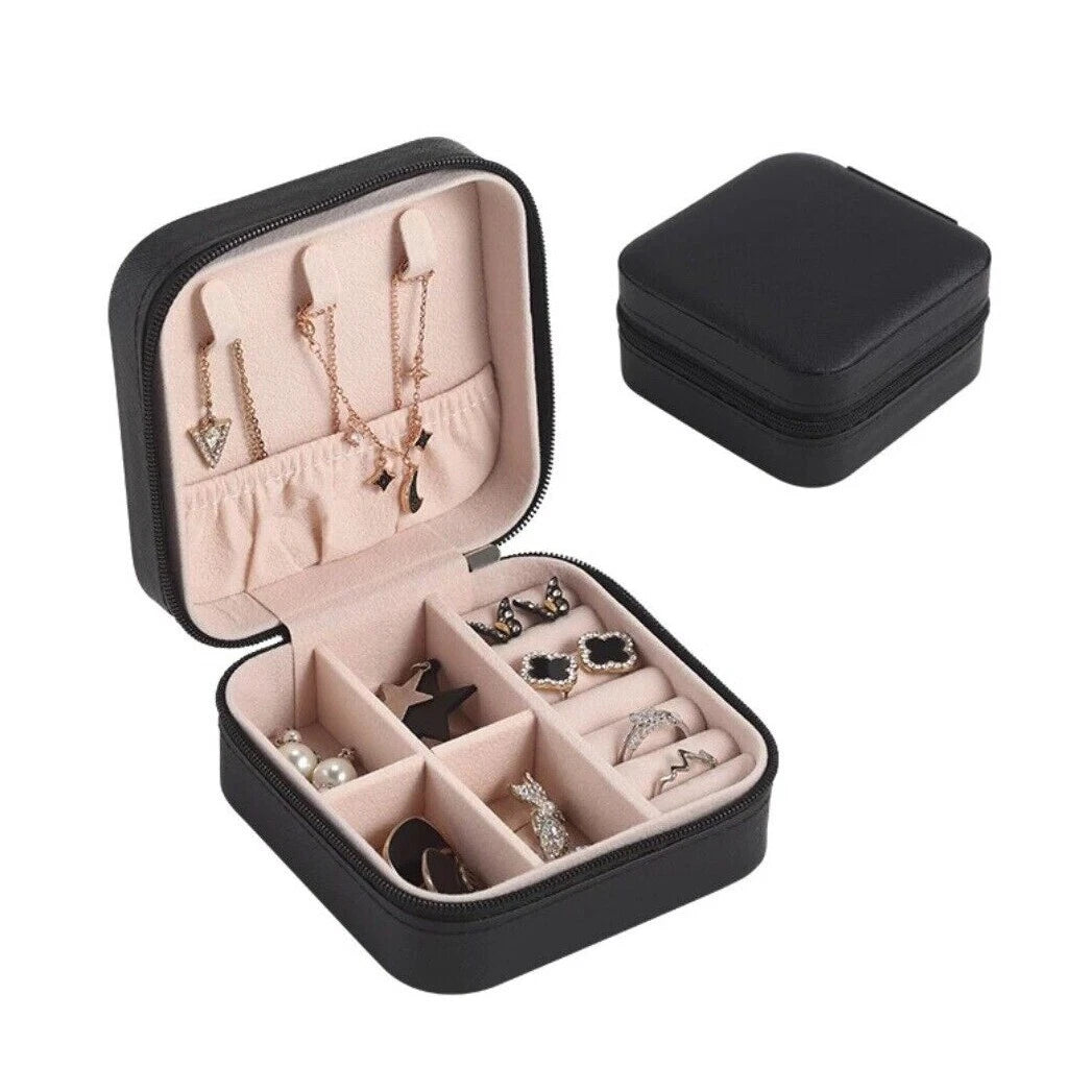 Portable Jewelry Box Organizer PU Leather Jewelry Ornaments Case Travel Storage | eBay
