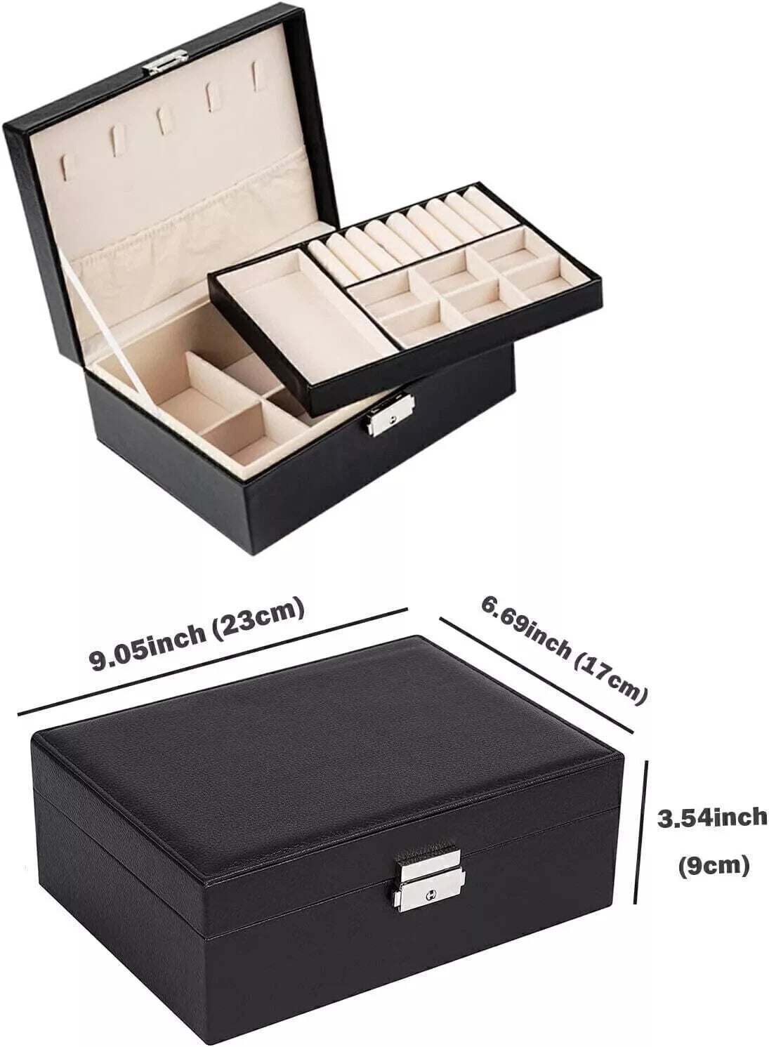 Jewelry Boxes for Women Jewelry Box Organizer 2 Layer PU Leather Display | eBay