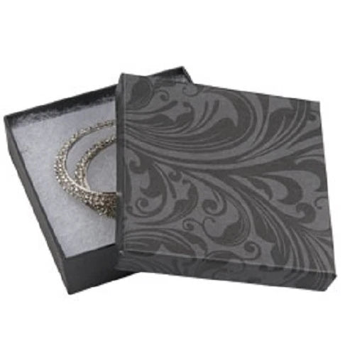 Jewelry Boxes 50 Black & Gray Elegant Print Cotton Filled 3 1/2" X 3 1/2" | eBay
