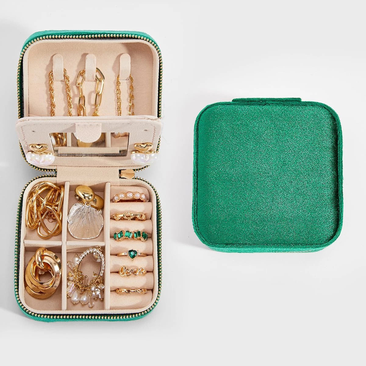 Travel Velvet Jewelry Box with Mirror, Portable Organizer for Rings Earrings etc | eBay