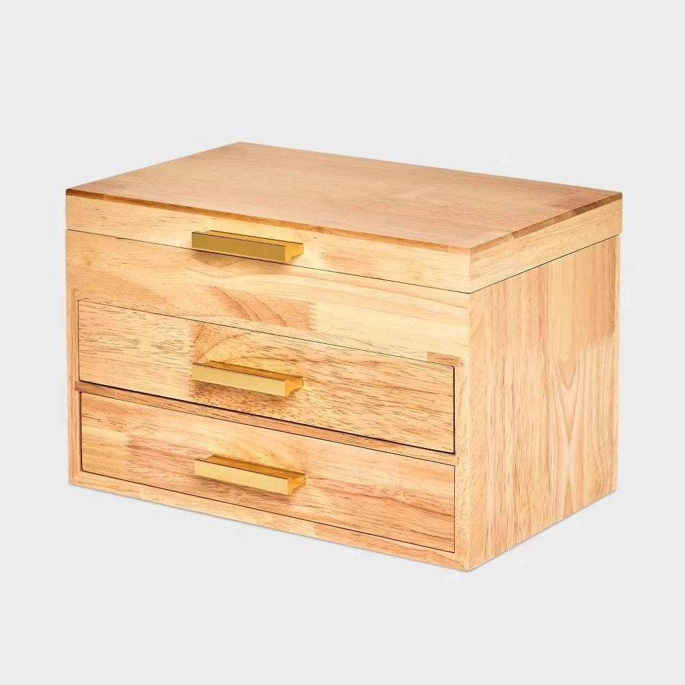 Three Drawer Wood Organizer Jewelry Box - A New Day Light Brown | eBay