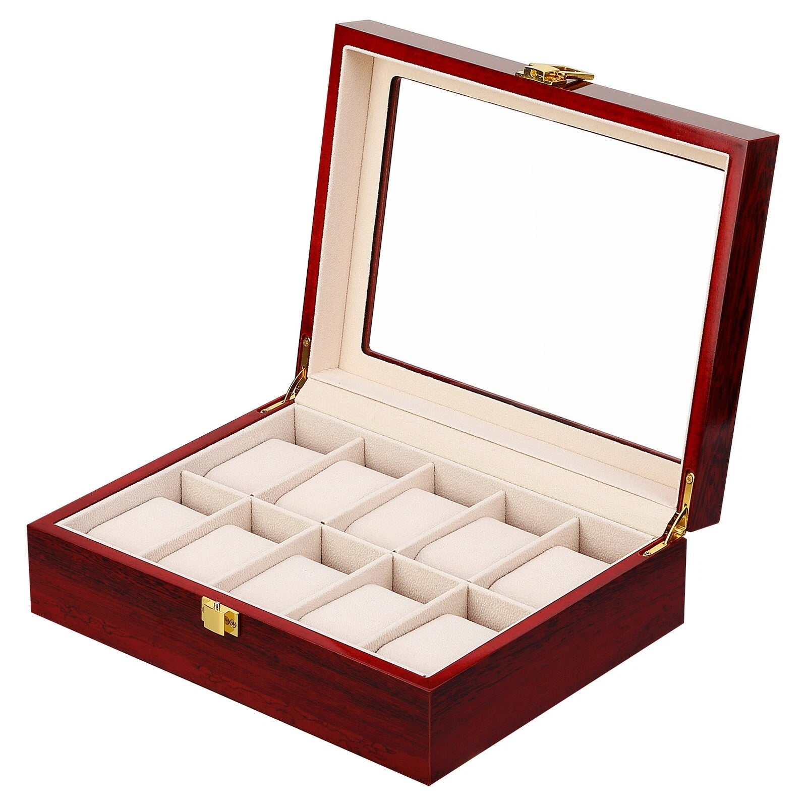 Watch Box Case Organizer Watches Holder Jewelry Storage Top Glass Display Gift | eBay