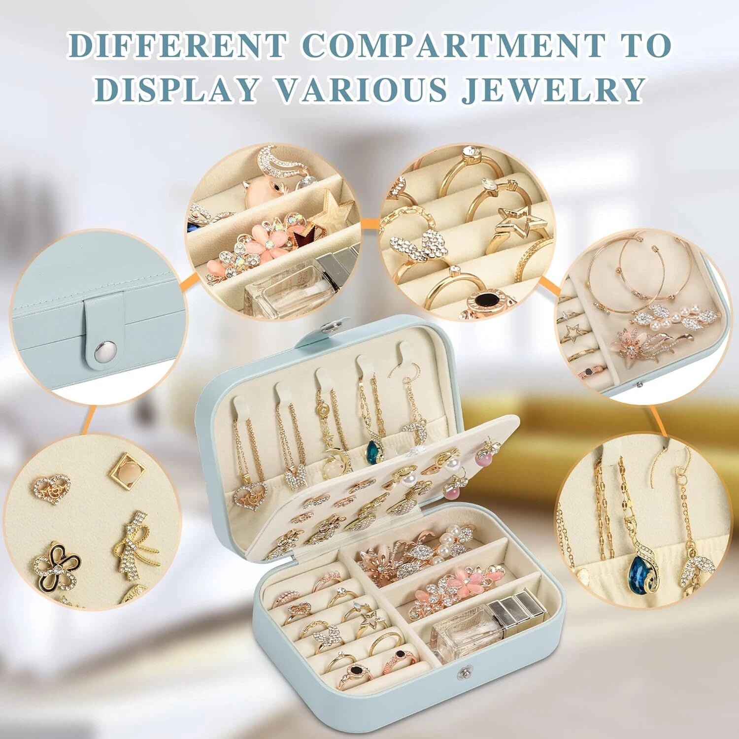 Portable Jewelry Box Organizer Leather Jewellery Ornaments Case Travel Storage | eBay