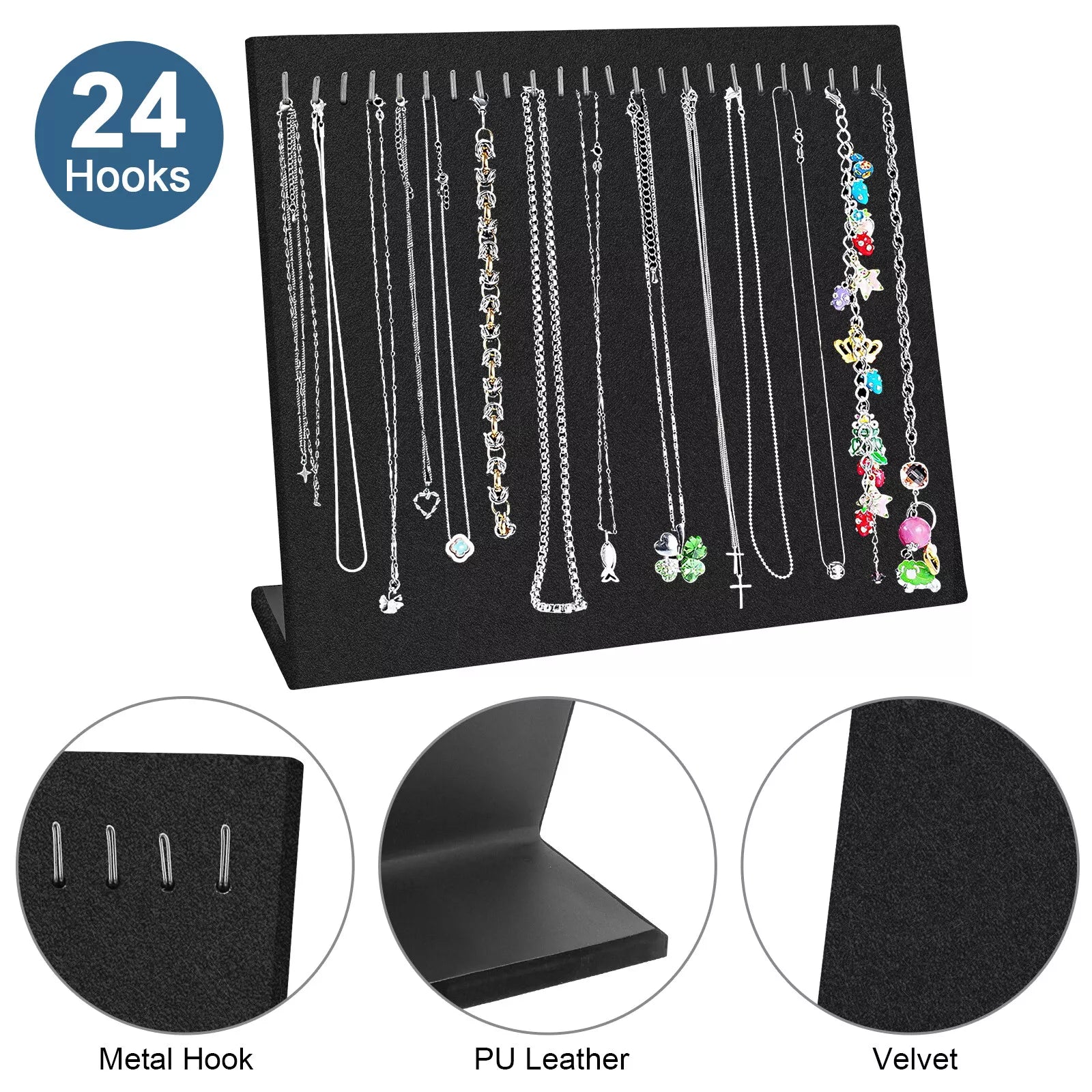Velvet Necklace Display Stand Holder, Jewelry Chain Tray Pad Showcase Organizer | eBay
