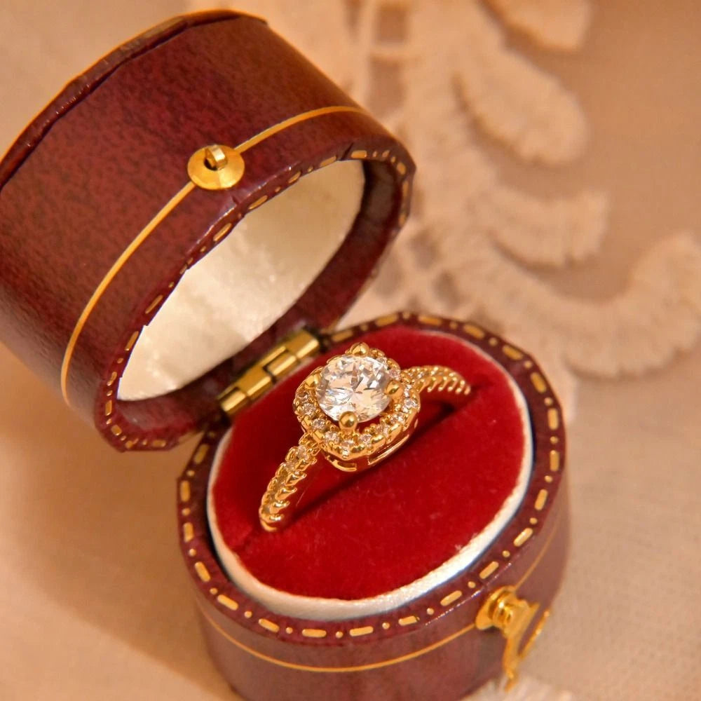 Luxury Vintage Leather Ring Boxes Engagement Wedding Ring Box Jewellery Case | eBay