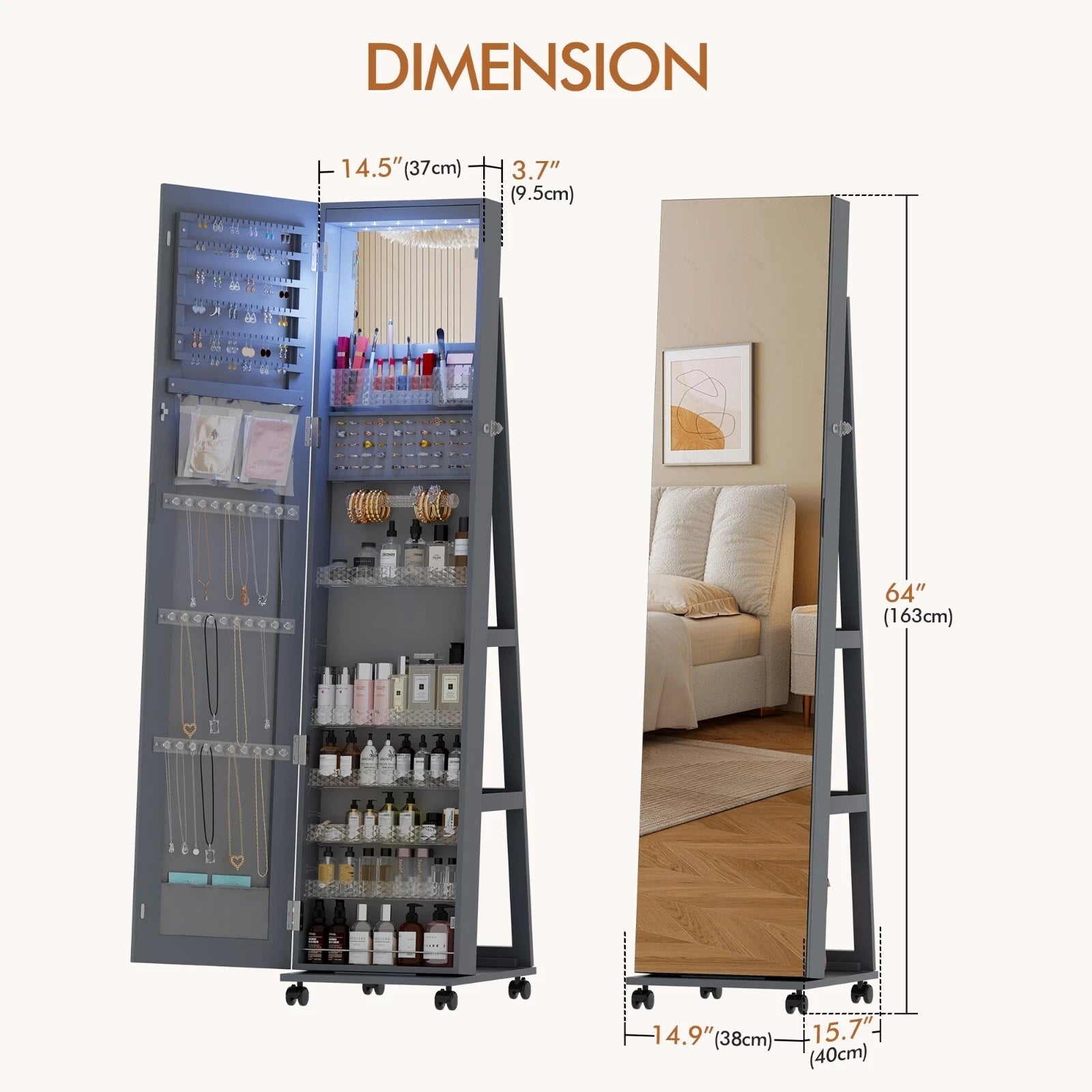 360°Rotating LED Jewelry Armoire with Lockable, Large Capacity Jewelry Organizer | eBay