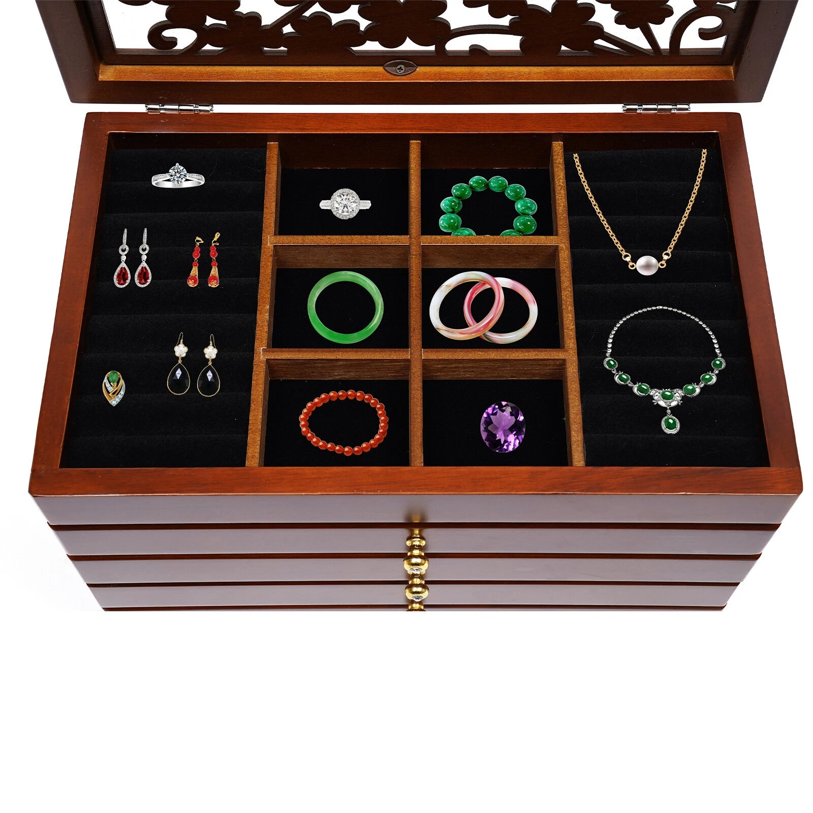 Jewelry Cabinet Storage Box Gift Chest Armoire Organizer W/ 6 Layers Drawer | eBay