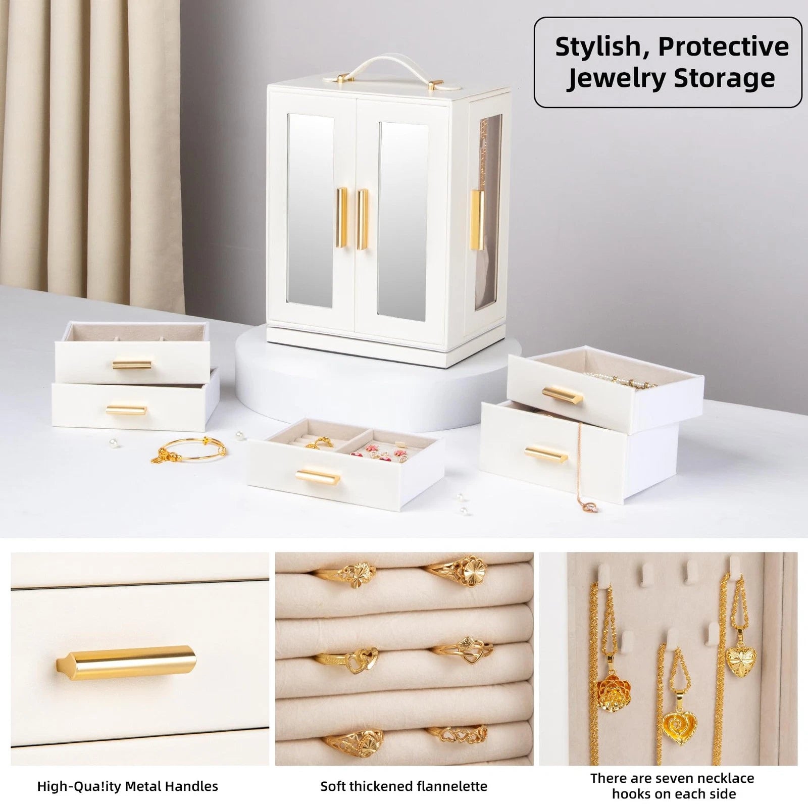 Jewelry Box 360° Rotating, Jewelry Storage Case with 5 Drawers, Jewelry Organ... | eBay