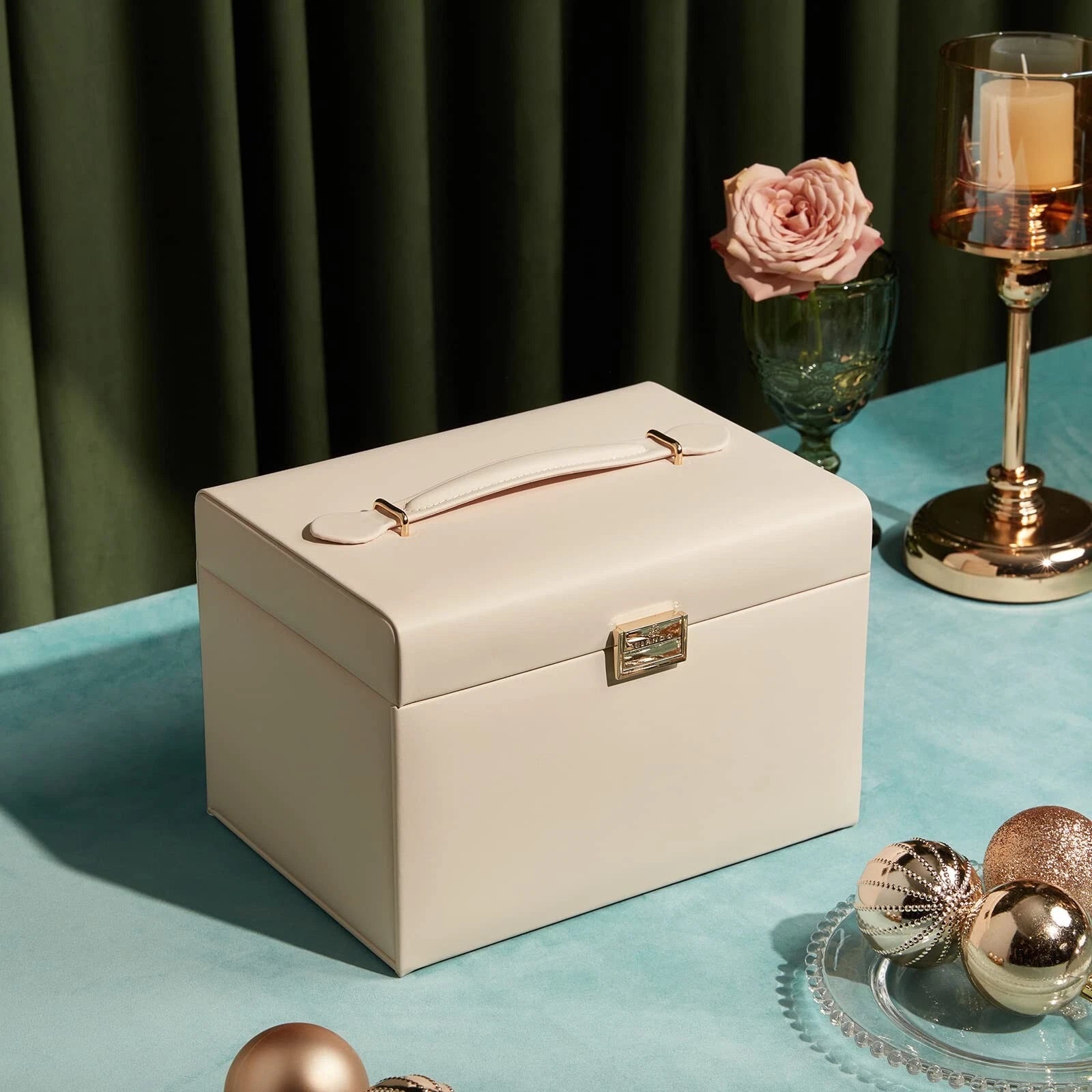 Velvet Jewelry Organizer Box for Women, Large Leather Jewelry Storage Box with L | eBay