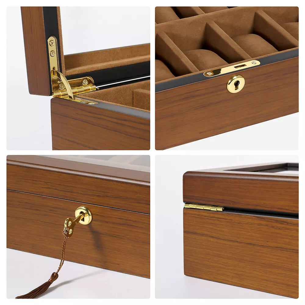 Watch Box Case Organizer Watches Holder Jewelry Storage Top Glass Display Gift | eBay