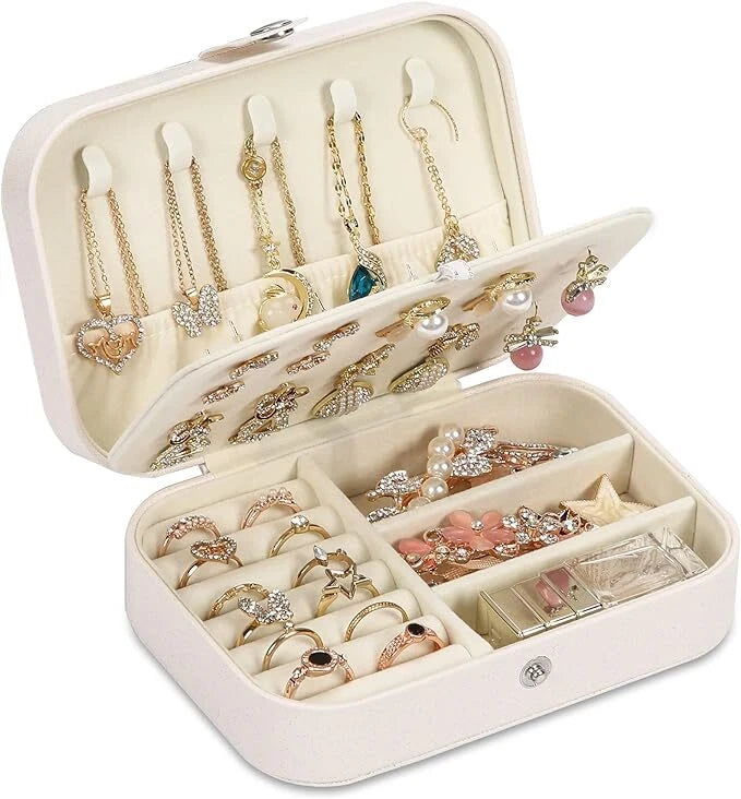 Portable Jewelry Box Organizer Leather Jewellery Ornaments Case Travel Storage | eBay