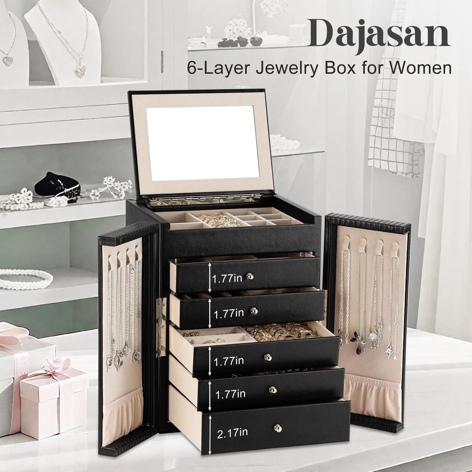 Large Jewelry Organizer Box with 5 Drawers, Jewelry Box for Women, 6-Tier Jew... | eBay