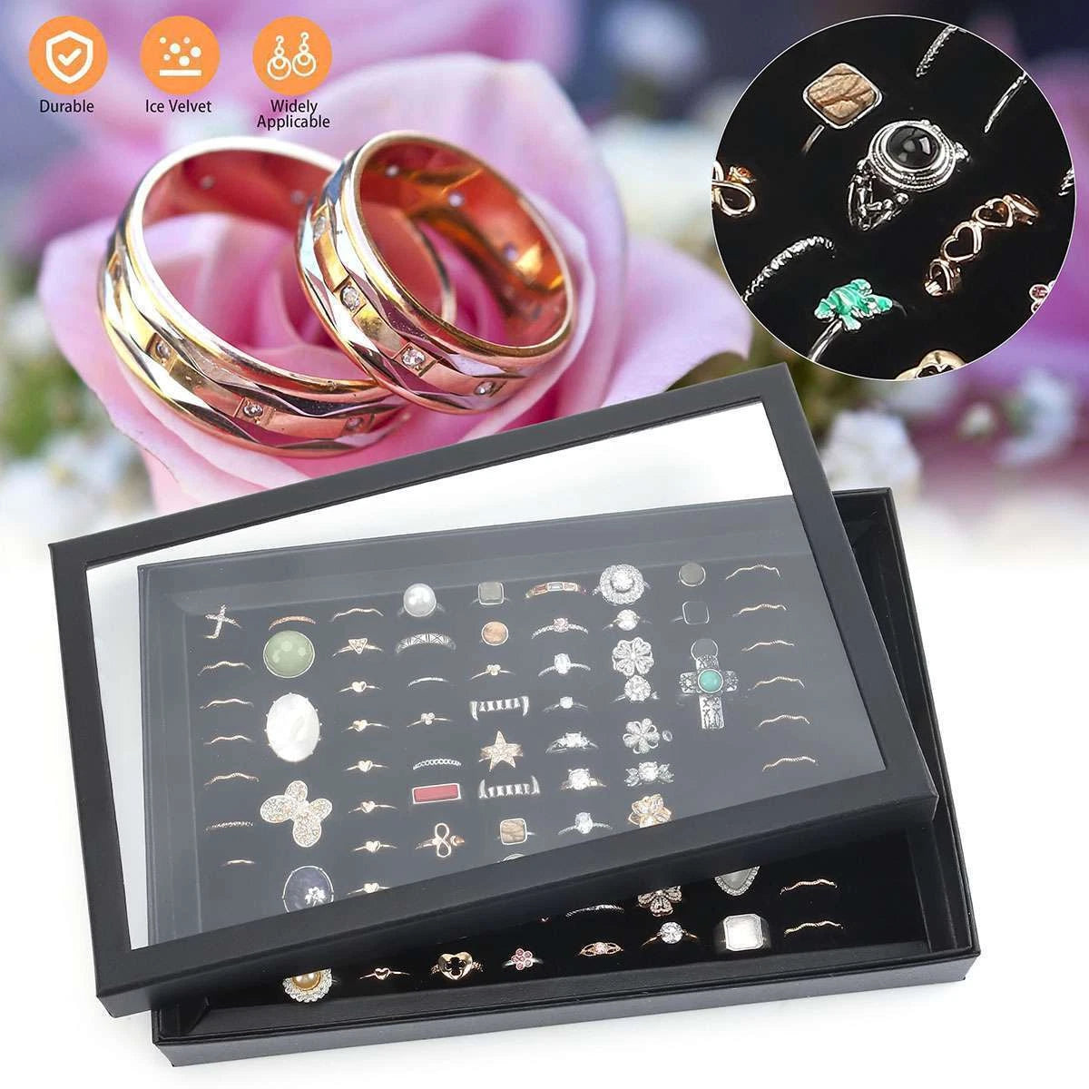 2x 100Slots Jewelry Ring Display Organizer Case Tray Earrings Holder Storage Box | eBay