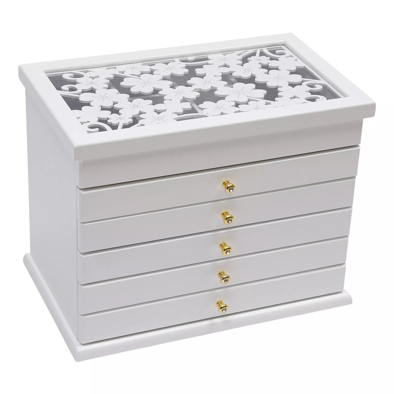 6 Layers Wooden Large Jewelry Box/Jewel Case Cabinet Storage Organizer White | eBay