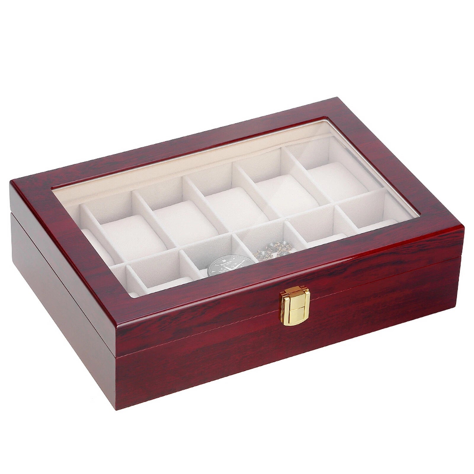 Watch Box Case Organizer Watches Holder Jewelry Storage Top Glass Display Gift | eBay