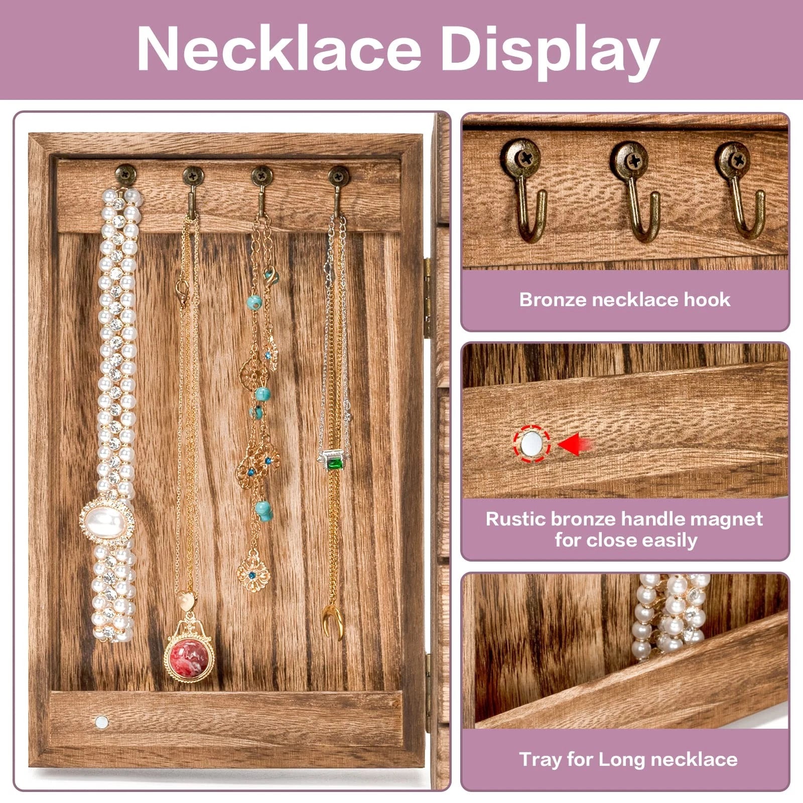 Jewelry Box Wood for Women, 5-Layer Large Organizer Box with Mirror & 4 Drawe... | eBay