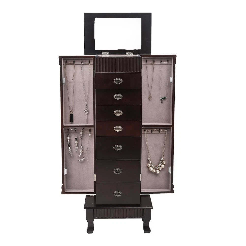 Extra Large Traditional Jewelry Cabinet Armoire with Mirror Display Storage Home | eBay