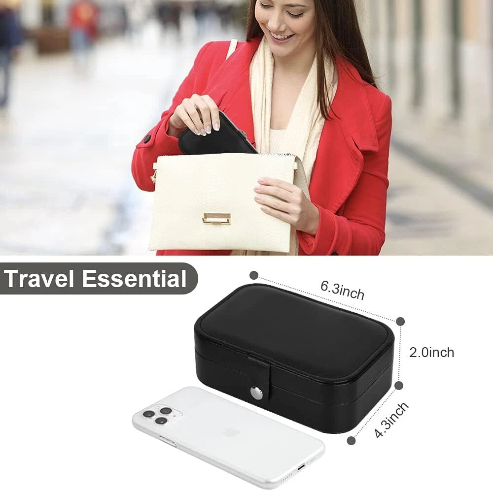 Double Layer Jewelry Box Organizer Case Rings Earrings Necklace Storage Portable | eBay