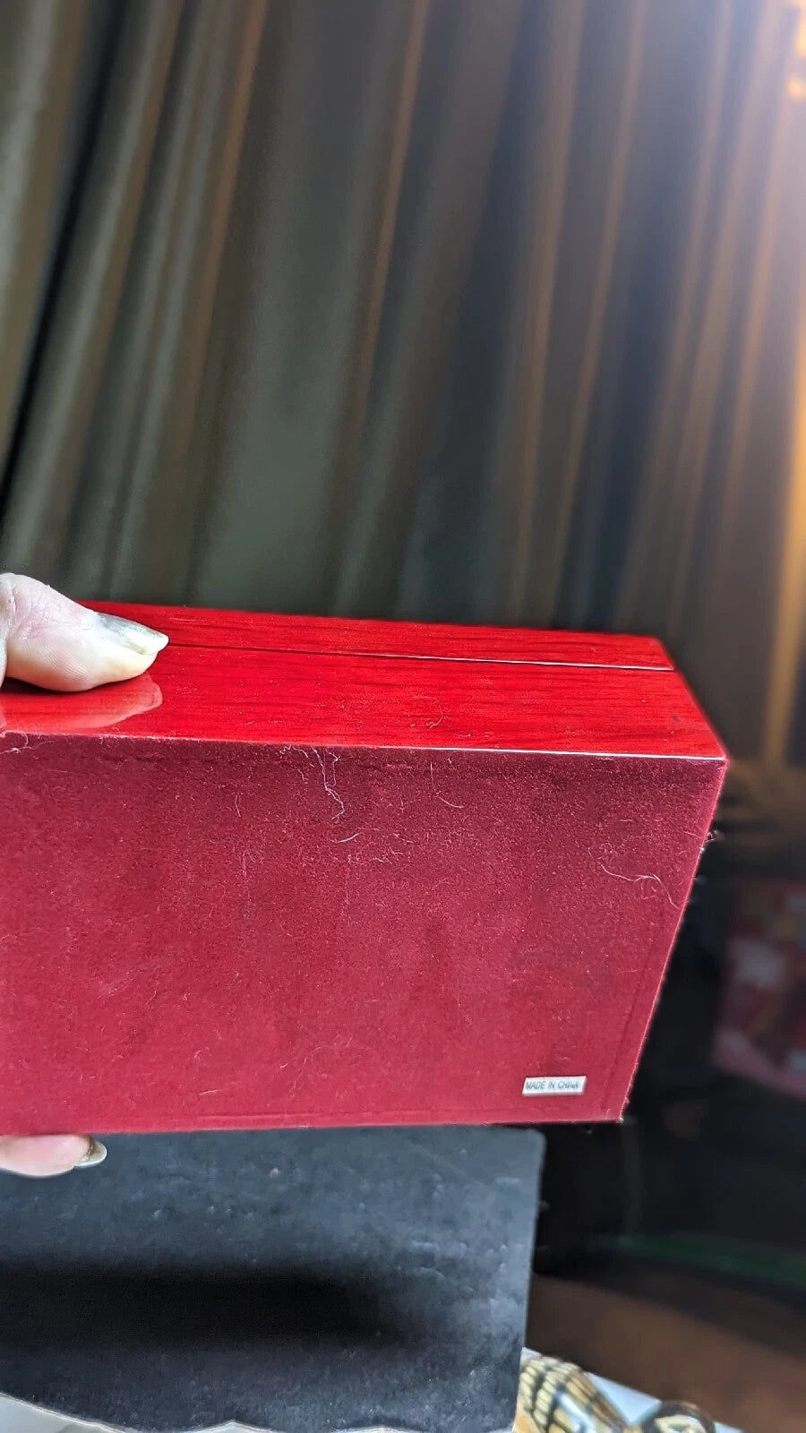 Red Lacquered Wood Travel Jewelry Box Mirrored 8 PC Goldtone Silvertone Jewelry | eBay