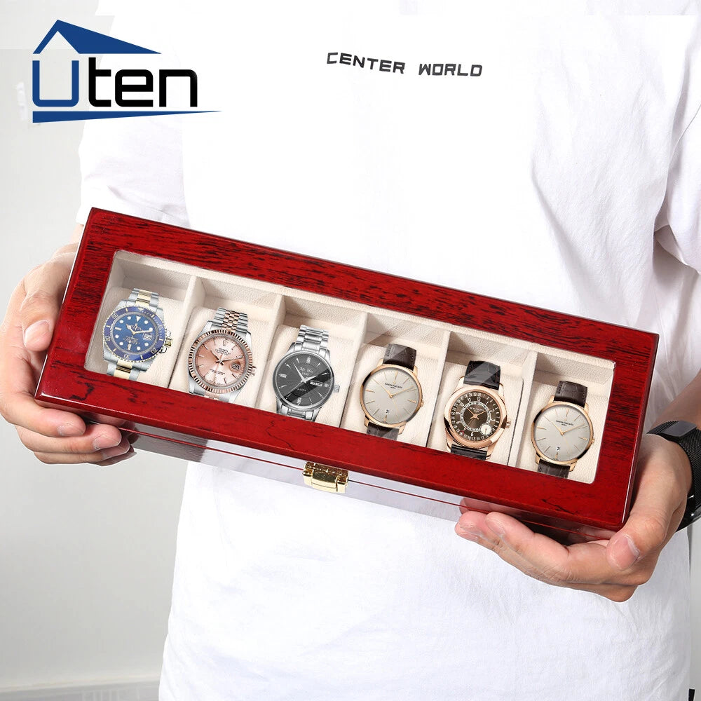 Watch Box Case Organizer Watches Holder Jewelry Storage Top Glass Display Gift | eBay
