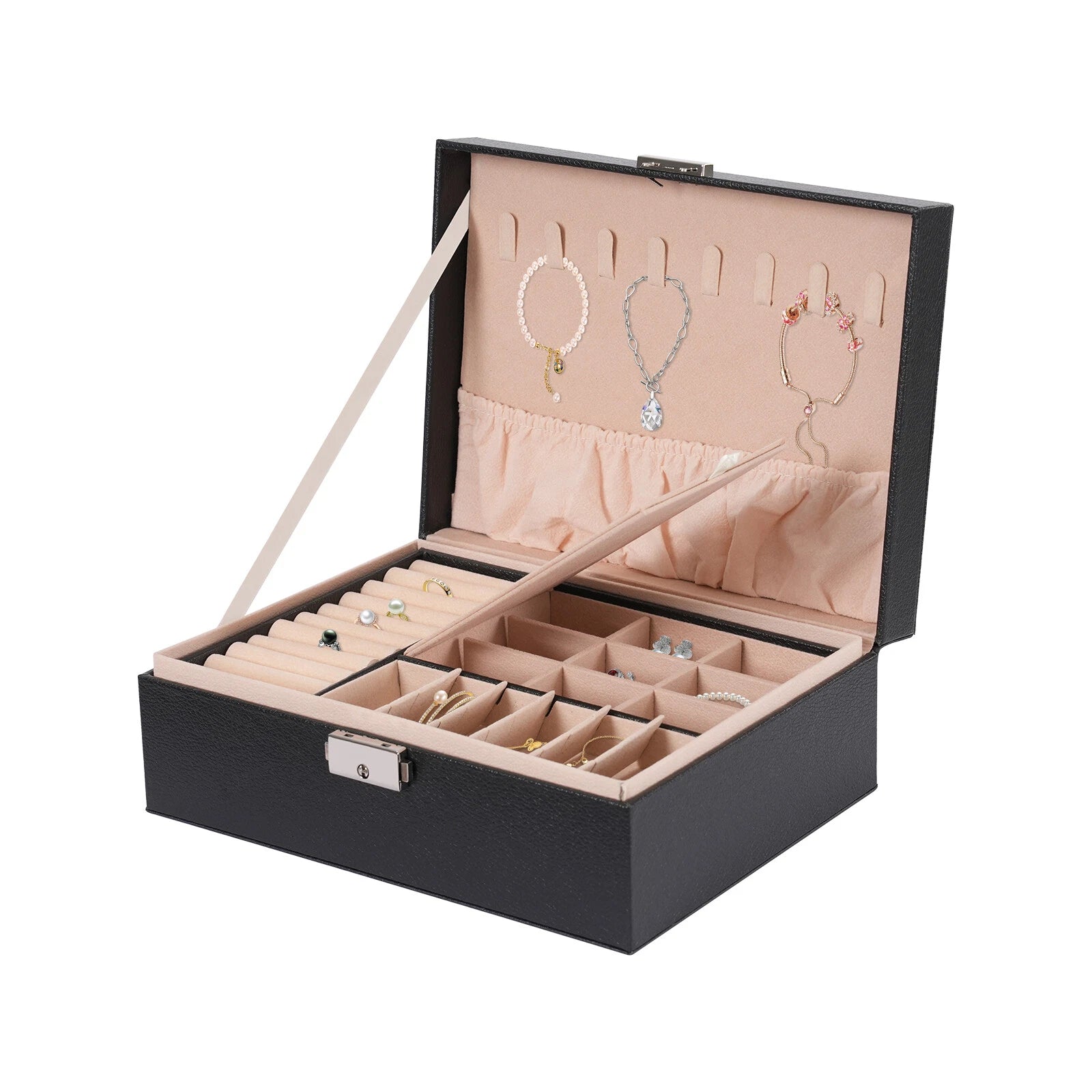 2 Layer Jewelry Box Jewelry Storage Organizer Case Cabinet Black 9.1*6.7*3.5 in | eBay