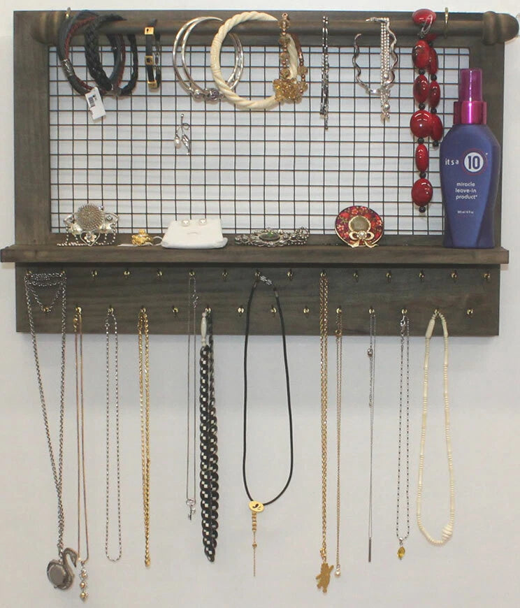 Jewelry Organizer Hanger Wooden Rack Holder for Earrings, Necklaces, Bracelet | eBay