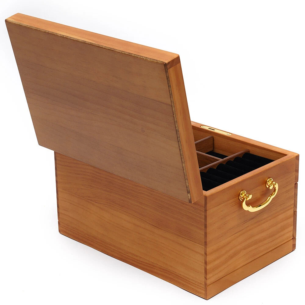 Large Capacity Wooden Jewelry Box W/ Safe Lock 3 Layers Retro Storage Organizer | eBay