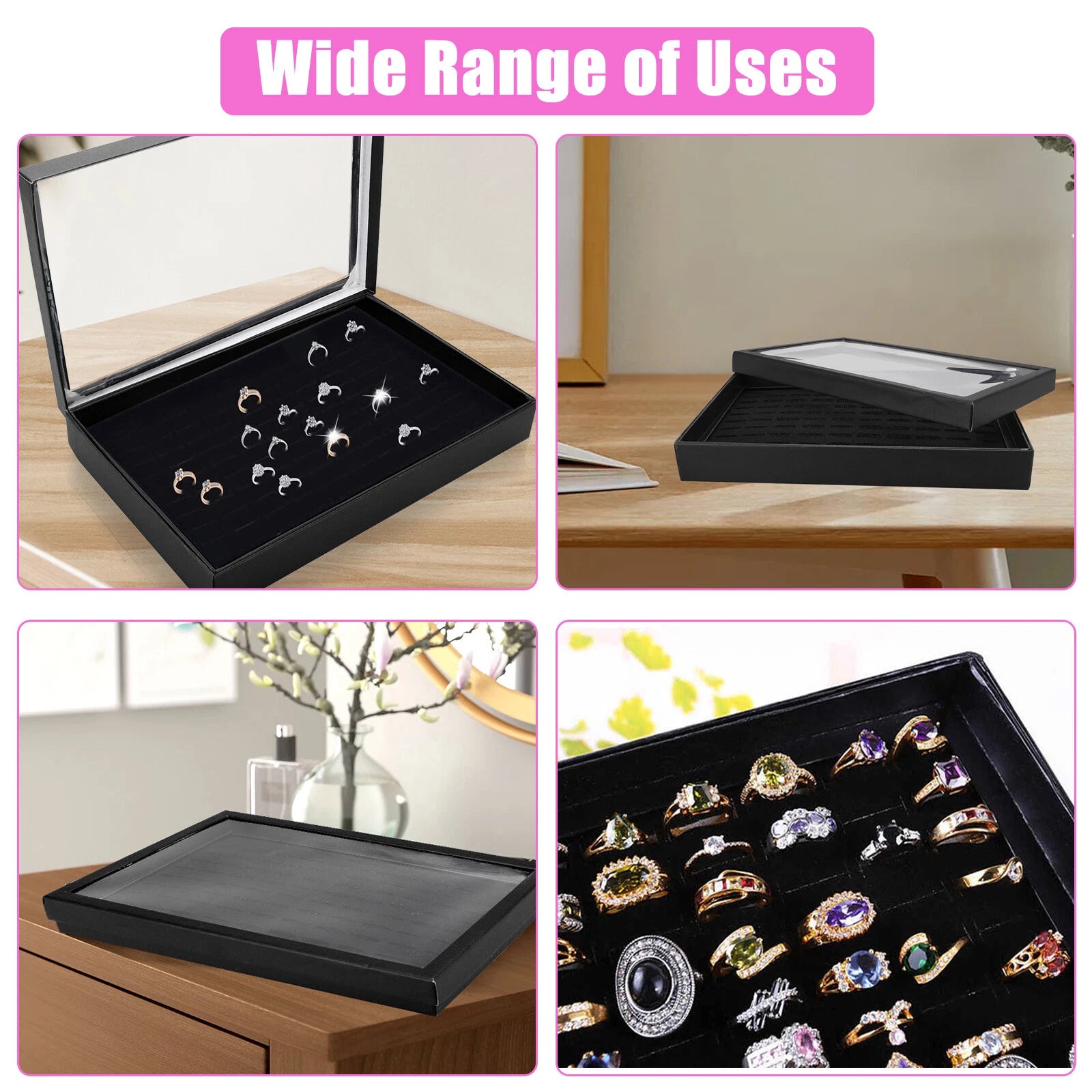 100 Slots Jewelry Ring Display Organizer Tray Holder Earrings Storage Boxes Case | eBay